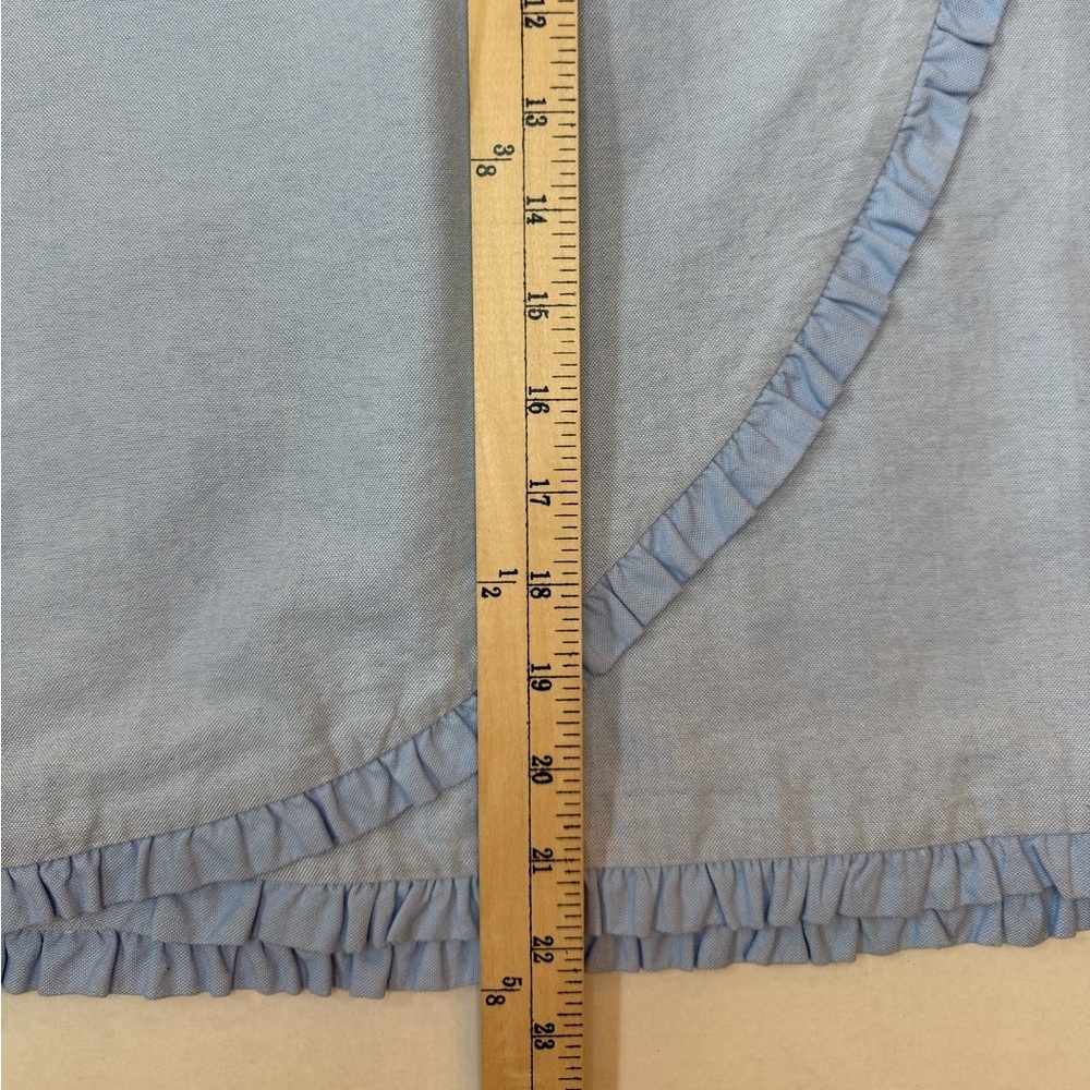 J. Crew Blue Chambray Oxford Ruffle Faux Wrap Pencil Skirt Preppy Size 10 - Picture 8 of 10